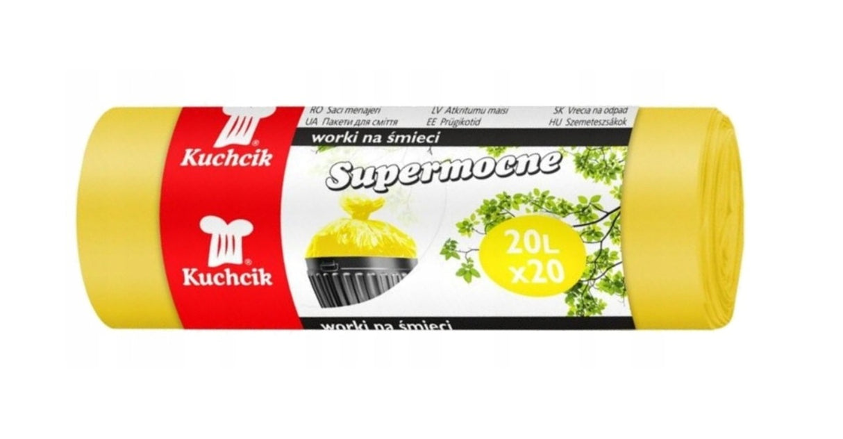 Saci menajeri,20 l, galben,20 buc, super rezistenti