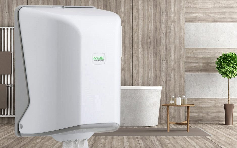 Dispenser rola prosop derulare centrala abs, alb,OG1