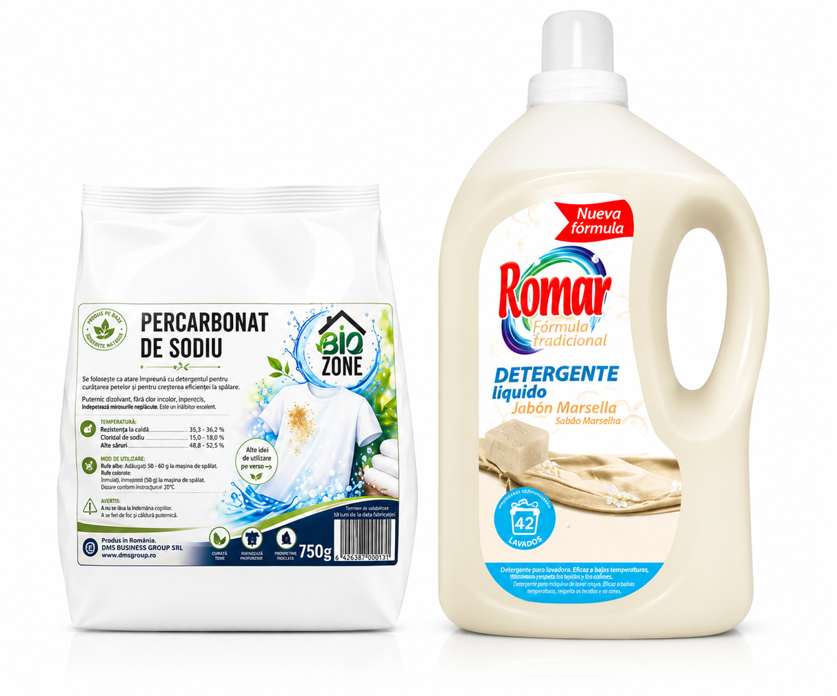 Pachet Detergent de rufe cu sapun de Marsella, lichid 3 L + Percarbonat de Sodiu 750 g