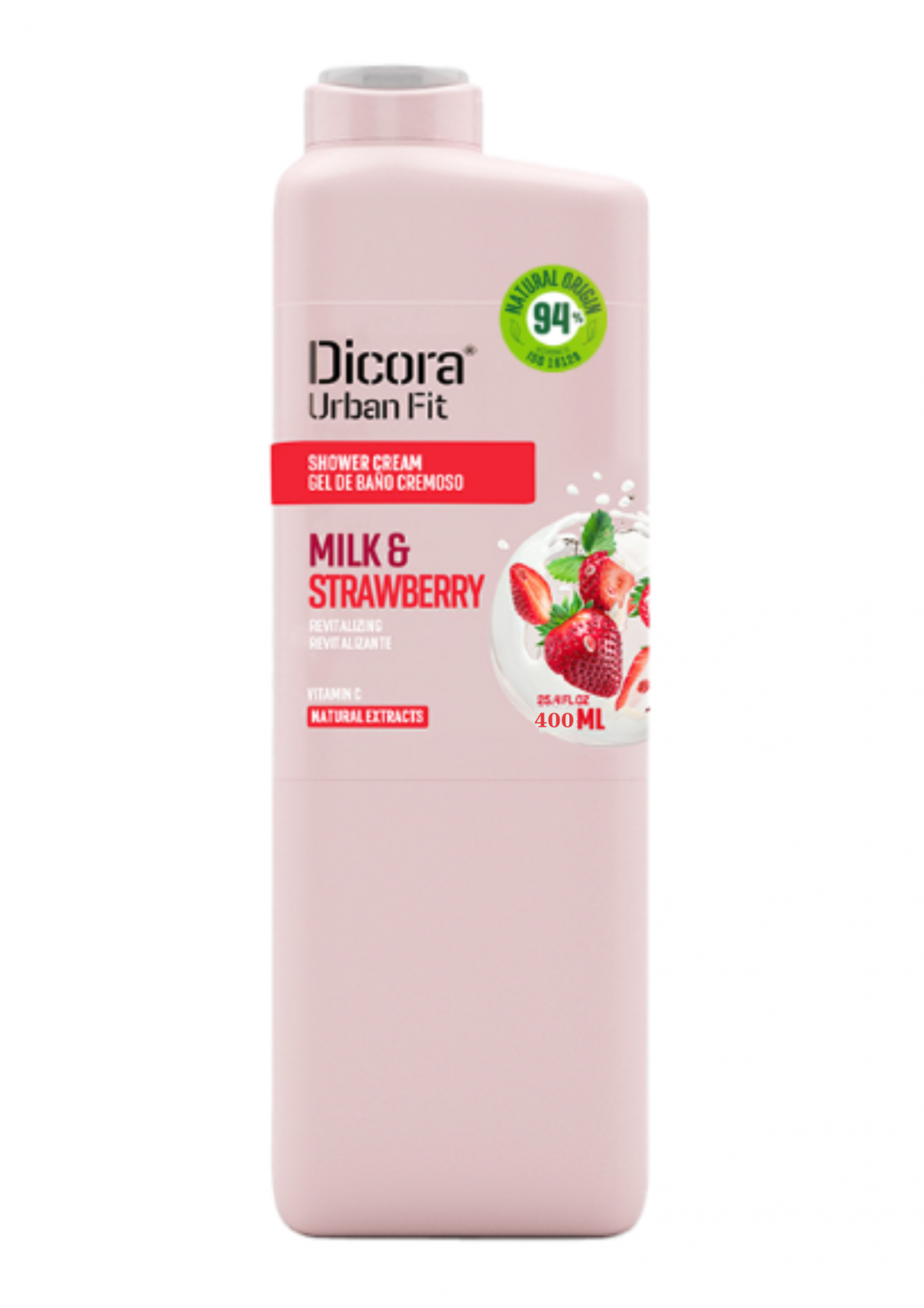 Gel de dus cu Vitamina B, lapte si capsuni, 400ml