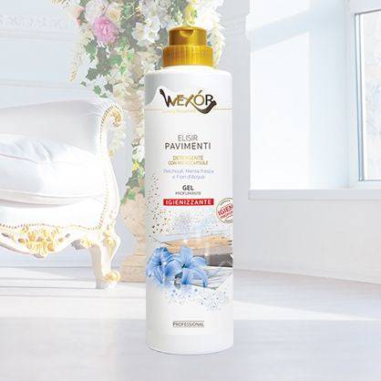Gel pentru pardoseli igienizant si puternic parfumat, Patchouli,Menta Fresca & Fiori d’acqua 750ml