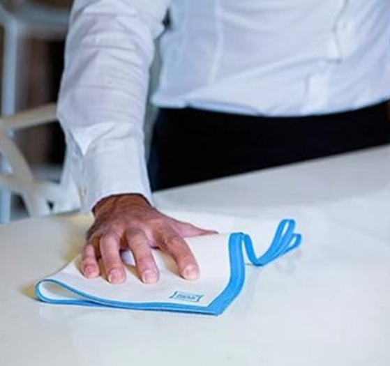 Laveta pentru pahare si tacamuri, 100% bumbac, 40x80, margini Bleu - Roll Drap