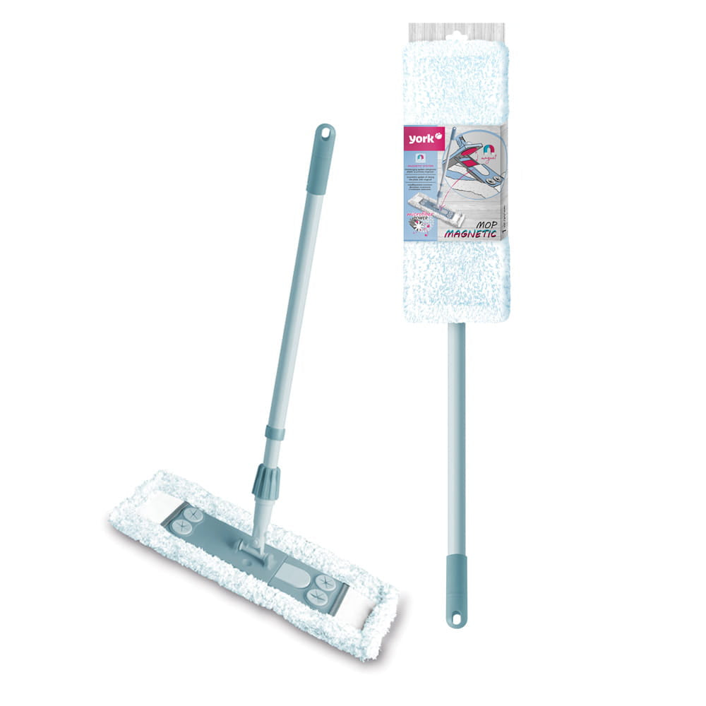 Mop plat din microbifra cu sistem magnetic si maner telescopic
