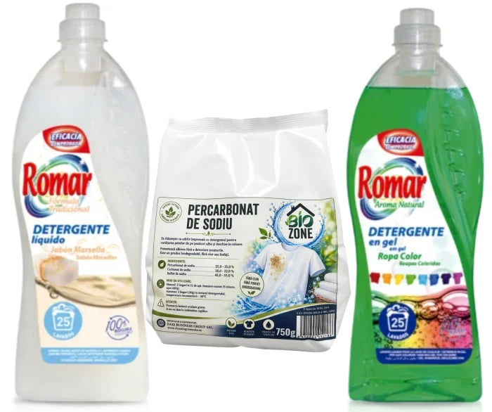 Pachet: 2 x Detergent de rufe lichid 2 in 1, 1,5 L + Percarbonat de sodiu, 750 g, Biozone