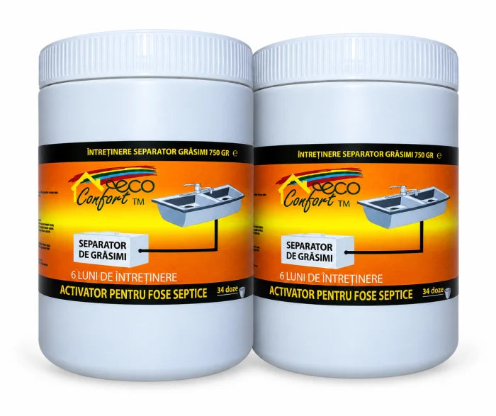 Pachet Eco Confort - 2 x Activator pentru întreținerea separatoarelor de grăsimi, 750 g