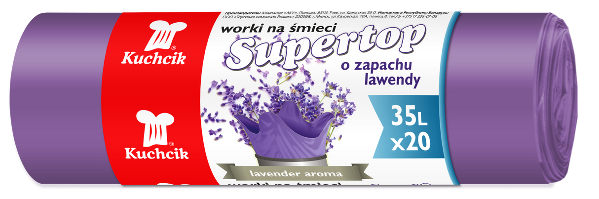 Saci menajeri,35l,violet,20 buc,cu miros de lavanda