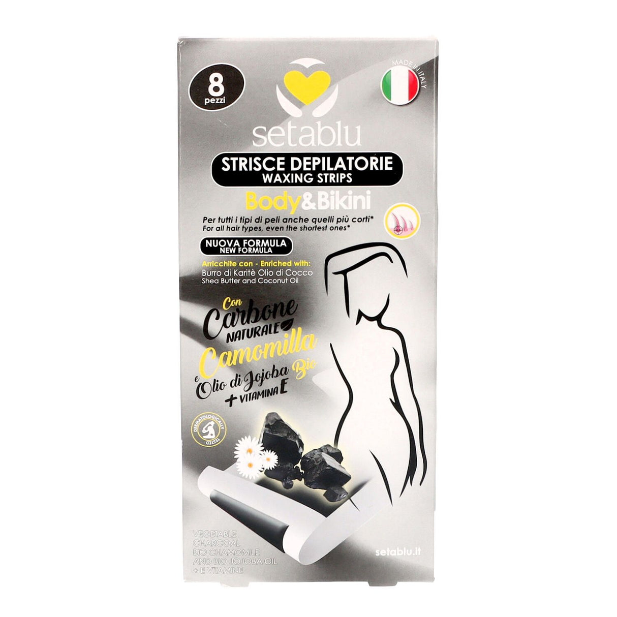 Benzi depilatoare bikini body Carbune activ, 8buc/set