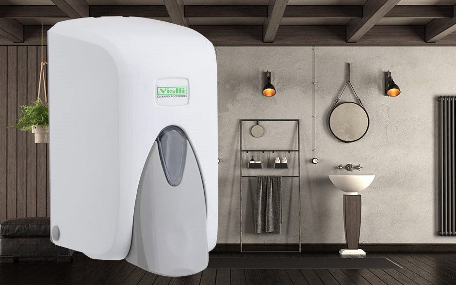 Dozator alb cu rezervor pt sapun lichid 500ml, Vialli S5