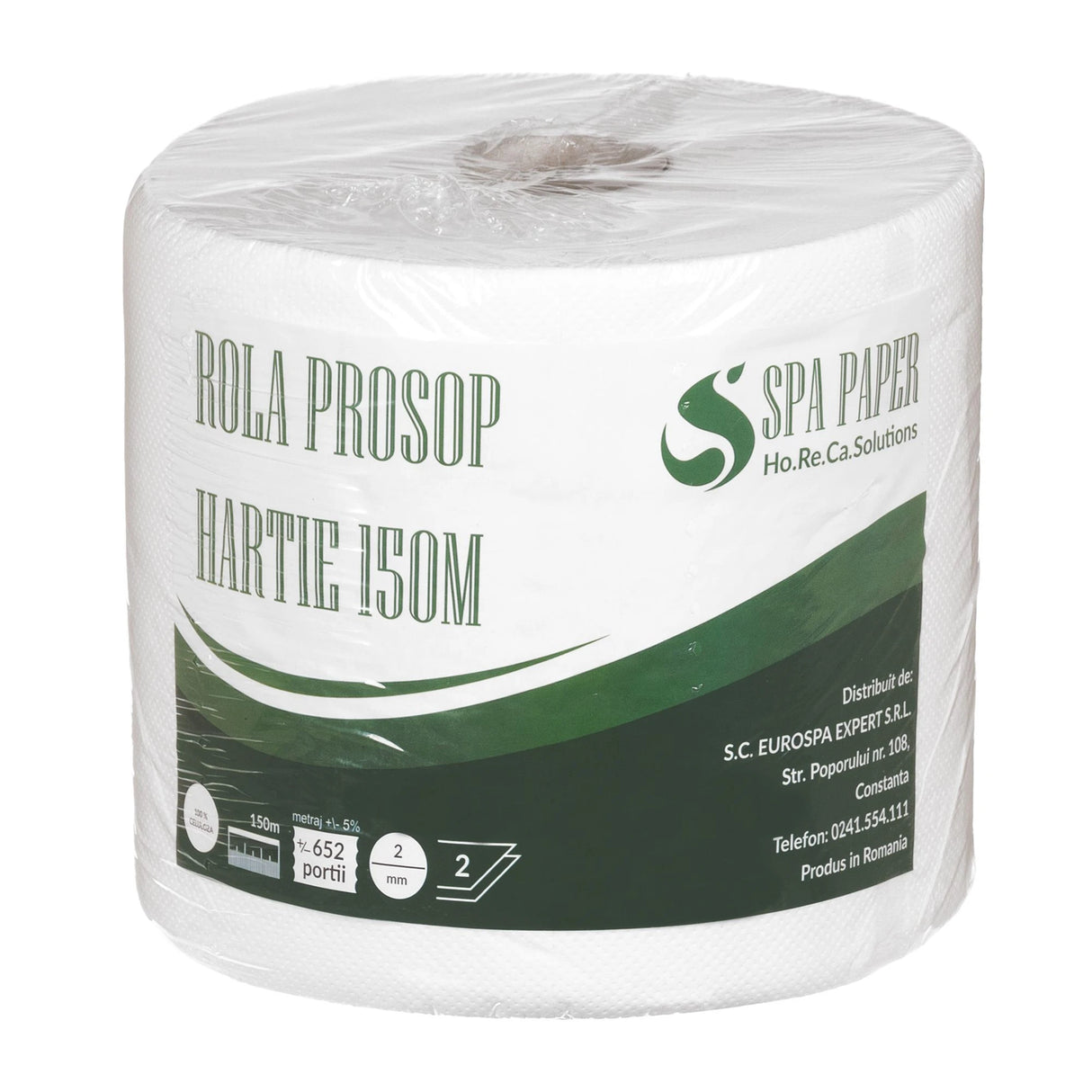 Rola prosop hartie Spa Paper derulare centrala,alba,2 straturi,150ml/rola