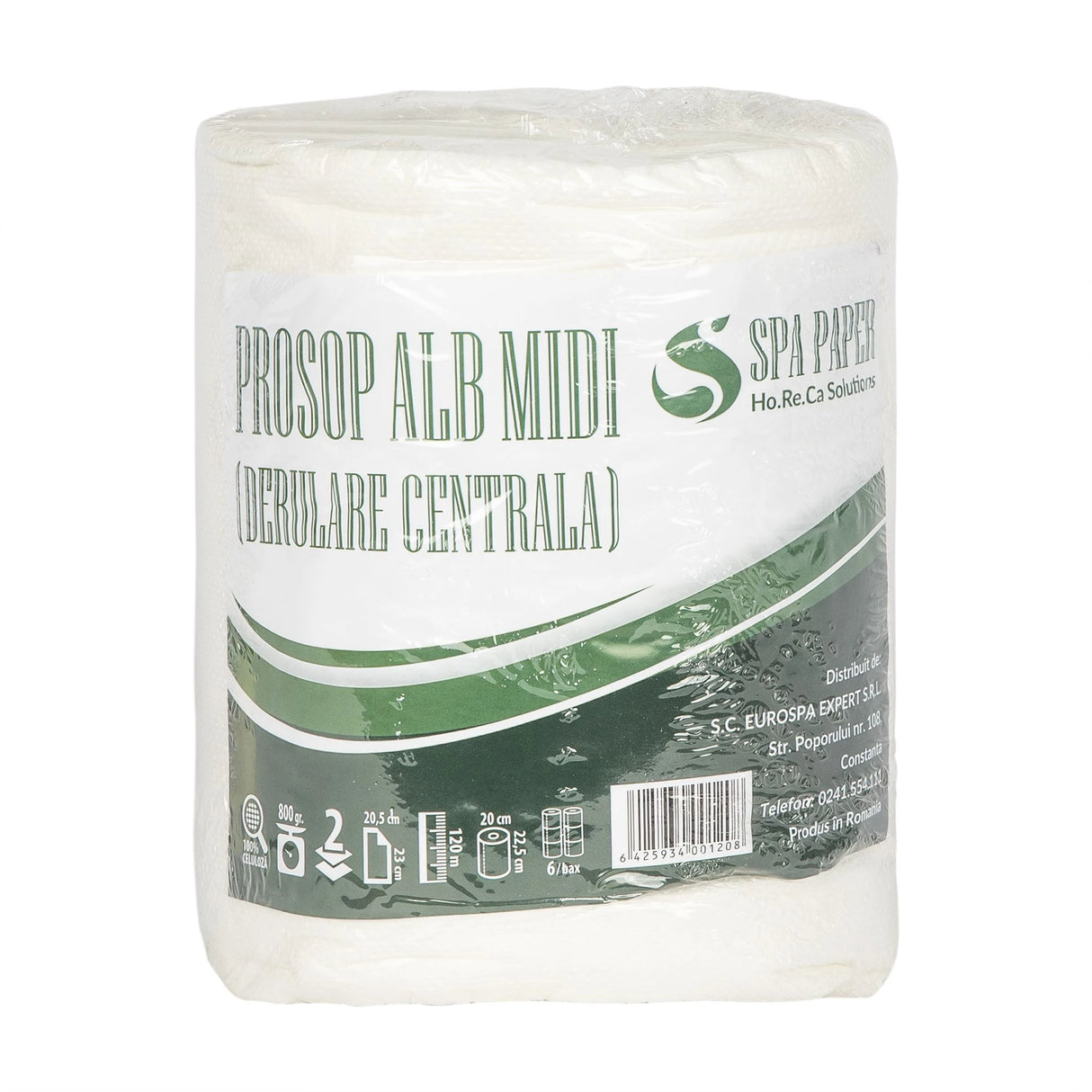 Rola prosop hartie Spa Paper derulare centrala, alba,120m/rola