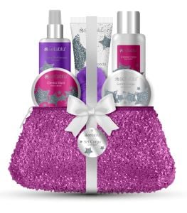 Set cadou dama 6 piese + geanta pliabila cu sclipici, Christmas