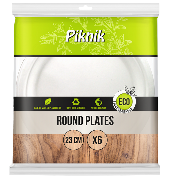 Set ECO Picnic biodegradabil 6 farfurii rotunde 23cm