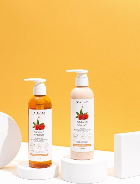 Set ingrijire par Sampon 250ml+Masca 250ml cu ricin organic pentru parul subtiat si degradat