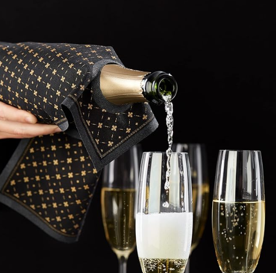 Suport din bumbac pentru sticle de vin 40x40, 12 buc, Lux Black