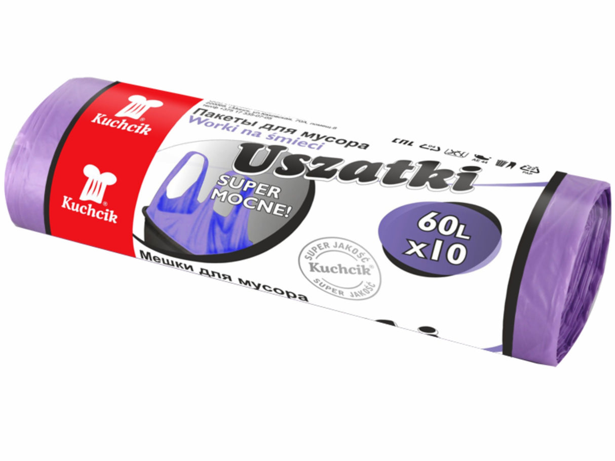 Saci menajeri,60l,violet,10 buc,tip sacosa cu manere