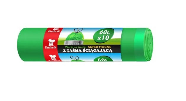 Saci menajeri verzi 60L, super rezistenti 10/set