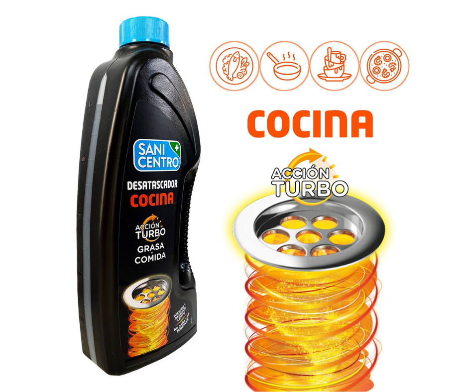 Solutie pentru desfundat tevi bucatarie 1 L, Action Turbo