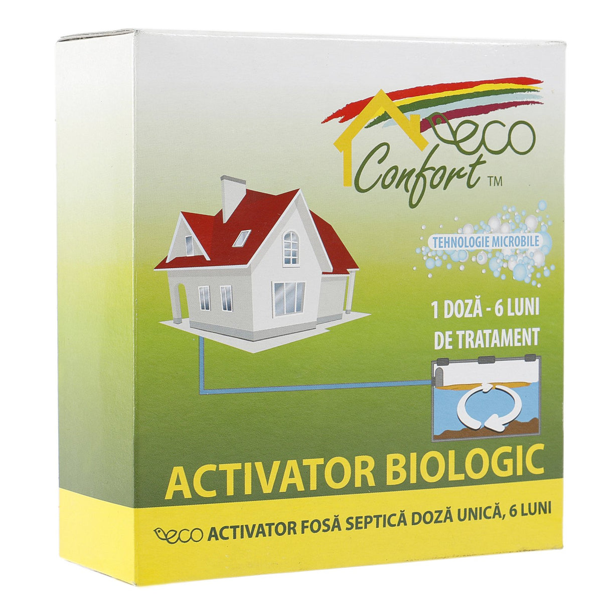 Eco Confort Activator biologic pentru fose septice, o doza unica, tratament 6 luni, 500g