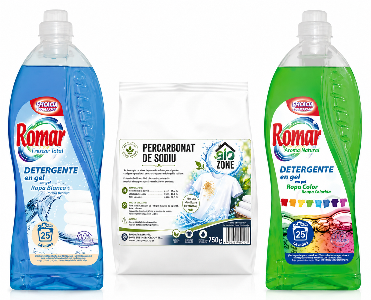 Pachet: 2 x Detergent de rufe lichid 2 in 1, 1,5 L + Percarbonat de sodiu, 750 g, Biozone