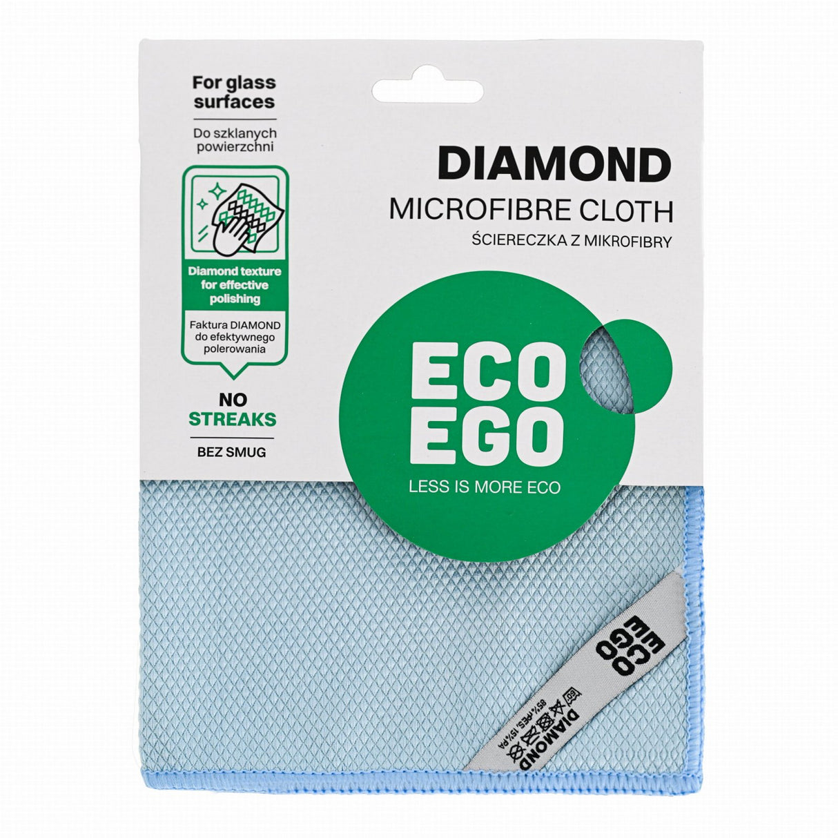 Laveta microfibra pentru suprafetete de sticla, DIAMOND 40 x 40 cm,ECO EGO