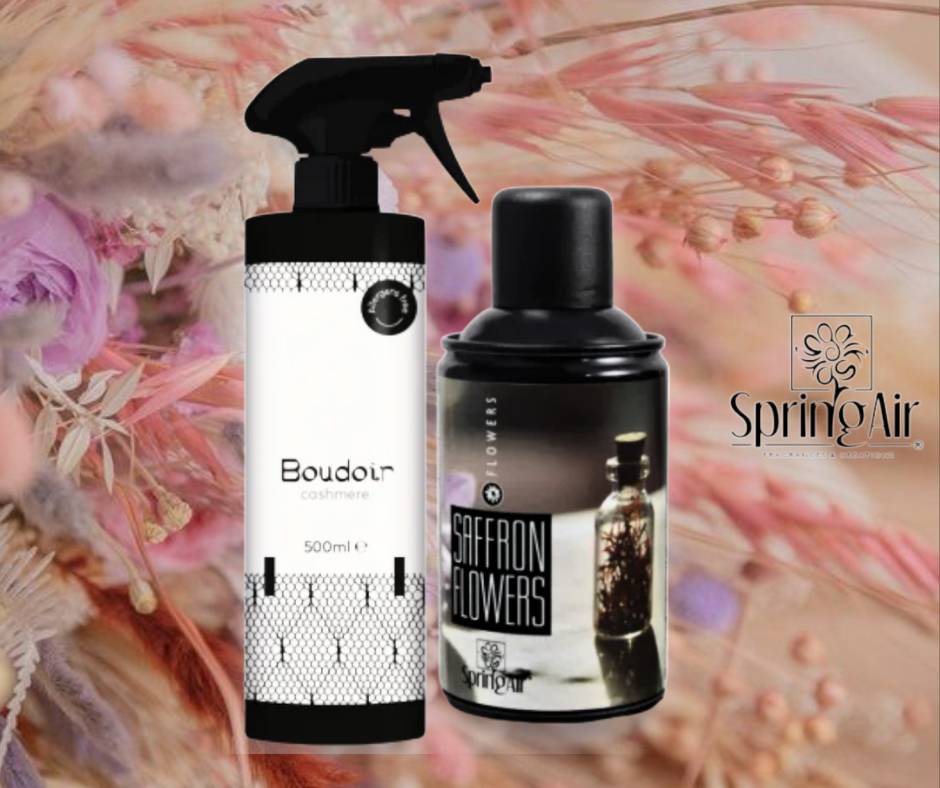 Pachet Odorizare Safron Flowers/Cashmere -Rezerva odorizanta 250ml+Odorizant ambiental 500ml