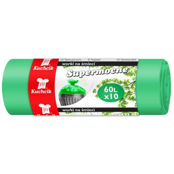 Saci menajeri,60l, verde,10 buc,super rezistenti