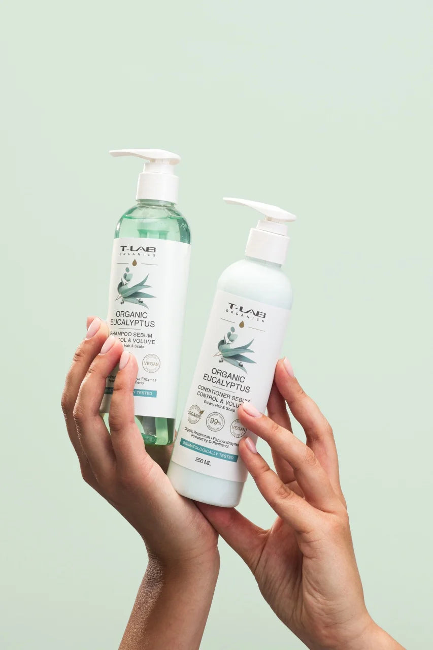 Set ingrijire par Sampon 250ml+Balsam 250ml cu extract de eucalipt pentru parul si scalpul gras