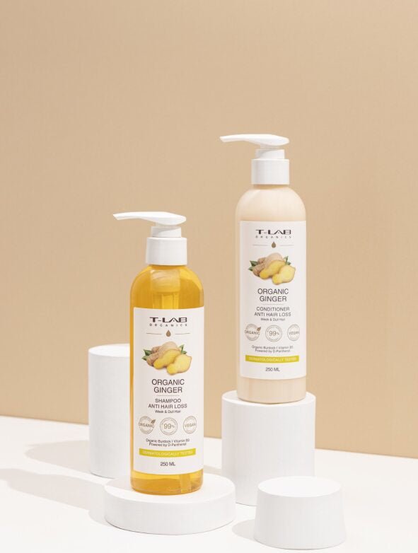 Set ingrijire par Sampon 250ml+Balsam 250ml cu extract de ghimbir,pentru par fin